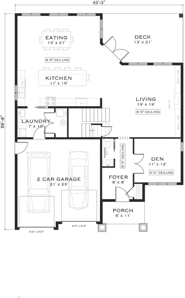 Country Floor Plan - Main Floor Plan #1101-60