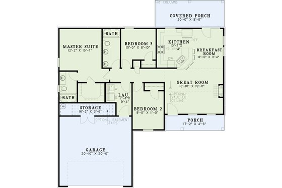 Floor Plan - Main Floor for Traditional House Plan #17-656 - 3 bed, 2 bath