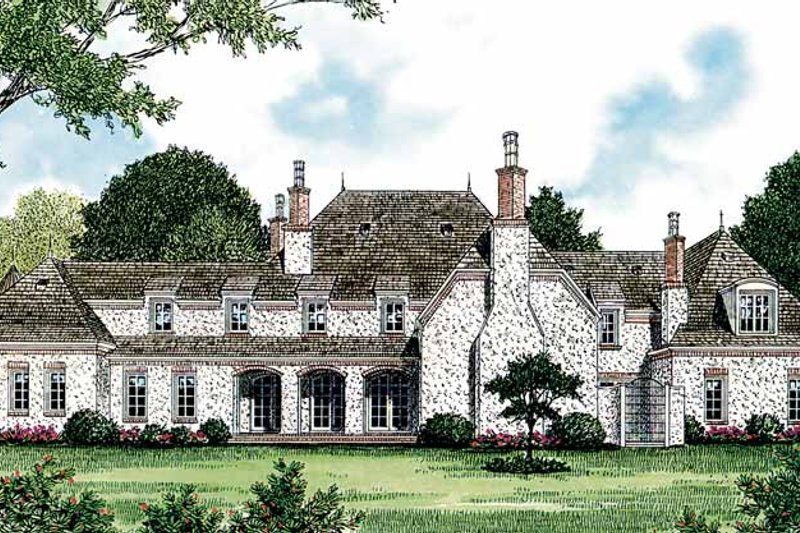Architectural House Design - Exterior - Rear Elevation for European House Plan #453-378 - 6 bed, 6 bath