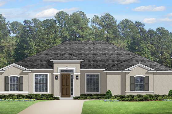 Exterior - Front Elevation 3 for Mediterranean House Plan #1058-126 - 3 bed, 2.5 bath