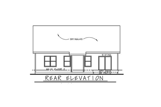 Exterior - Rear Elevation for Traditional House Plan #20-2591 - 3 bed, 2 bath