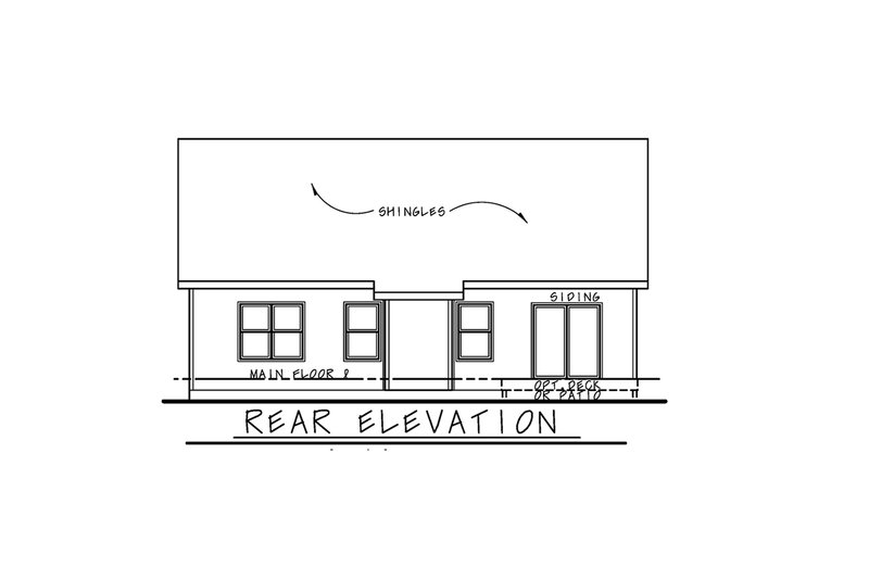 House Plan Design - Exterior - Rear Elevation for Traditional House Plan #20-2591 - 3 bed, 2 bath
