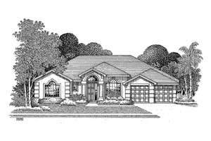 Architectural House Design - Mediterranean Exterior - Front Elevation Plan #999-104