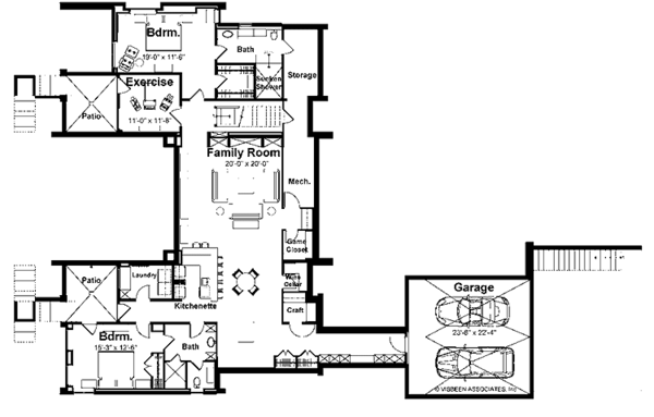 House Blueprint - Contemporary Floor Plan - Lower Floor Plan #928-77