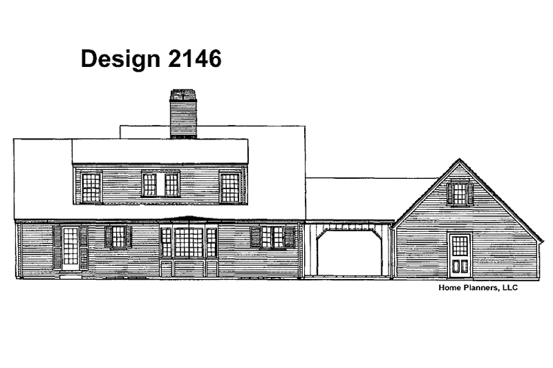 Home Plan - Exterior - Rear Elevation for Colonial House Plan #72-586 - 3 bed, 2 bath