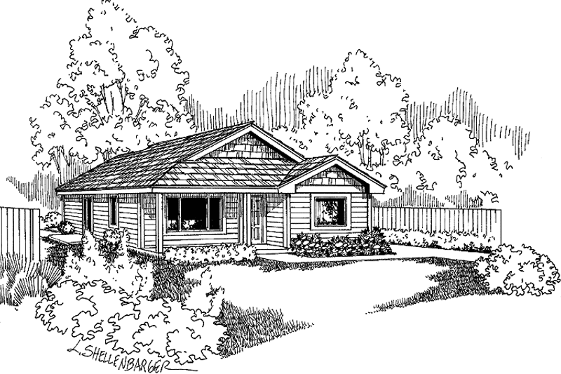 Home Plan - Exterior - Front Elevation 3 for Craftsman House Plan #60-720 - 3 bed, 2 bath