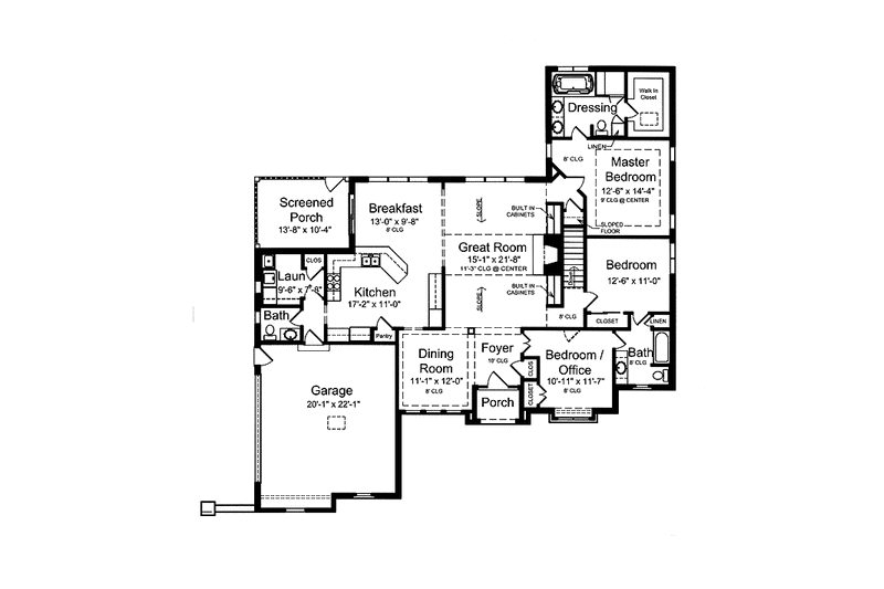Home Plan - Floor Plan - Main Floor for Traditional House Plan #46-803 - 3 bed, 2.5 bath