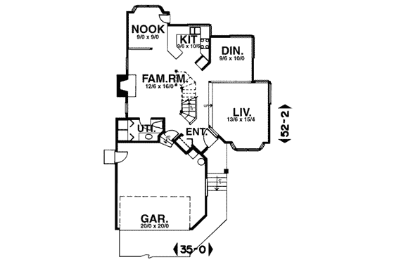 Floor Plan - Main Floor for Traditional House Plan #303-431 - 3 bed, 2.5 bath