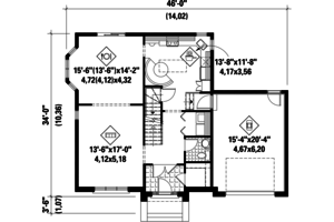 Floor Plan - Main Floor for European House Plan #25-4720 - 3 bed, 2 bath