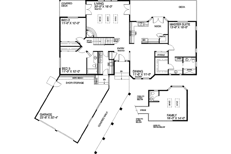 House Plan Design - Floor Plan - Main Floor for Traditional House Plan #60-202 - 3 bed, 2.5 bath