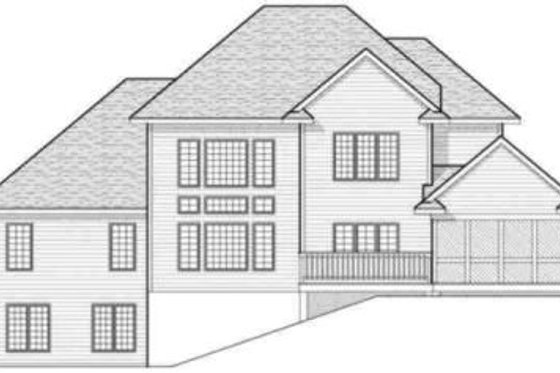 Exterior - Rear Elevation for European House Plan #70-606 - 4 bed, 3.5 bath