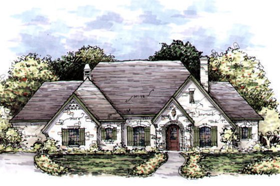 Exterior - Front Elevation for European House Plan #141-344 - 3 bed, 2.5 bath
