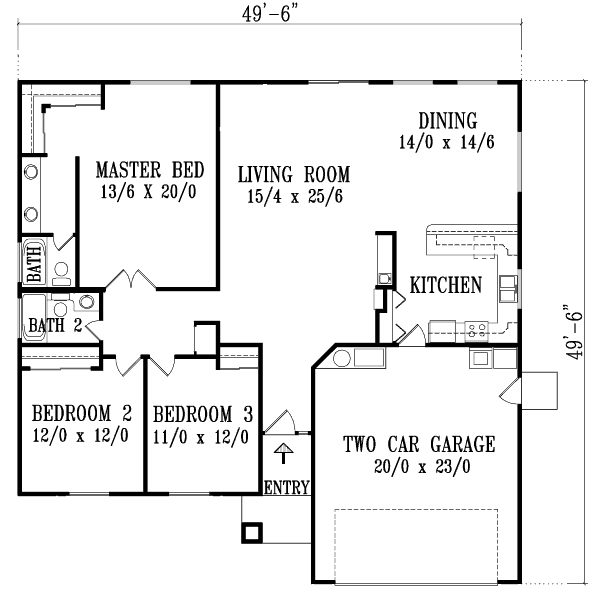 Adobe / Southwestern Style House Plan - 3 Beds 2 Baths 1694 Sq/Ft Plan ...