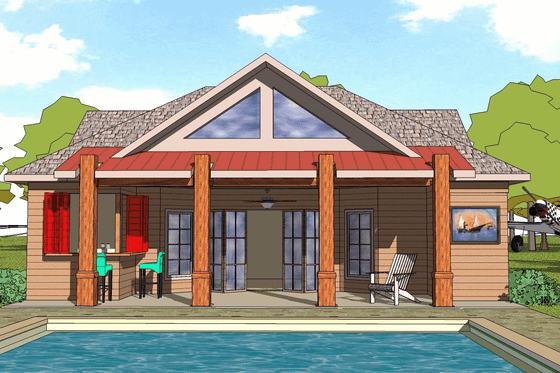 Exterior - Front Elevation for Beach House Plan #8-124 - 1 bed, 1 bath