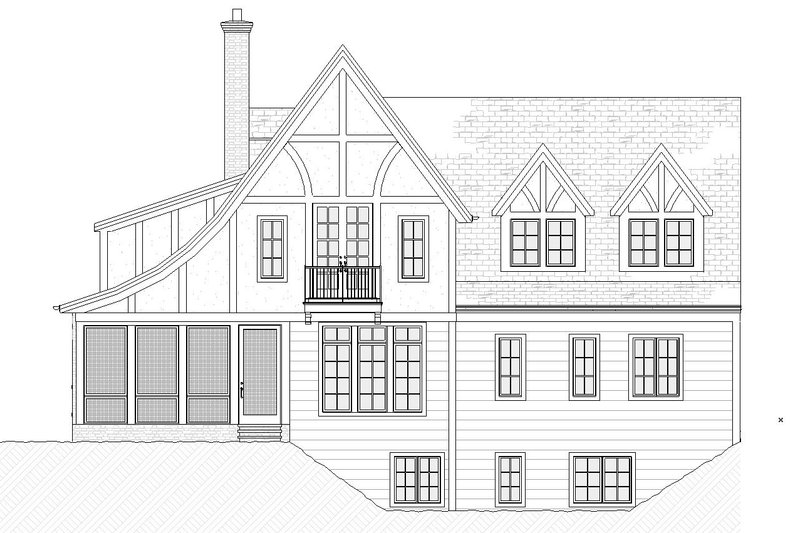 Architectural House Design - Exterior - Rear Elevation for Tudor House Plan #901-141 - 3 bed, 3.5 bath