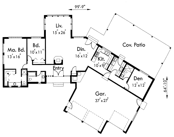 Ranch Floor Plan - Main Floor Plan #303-338