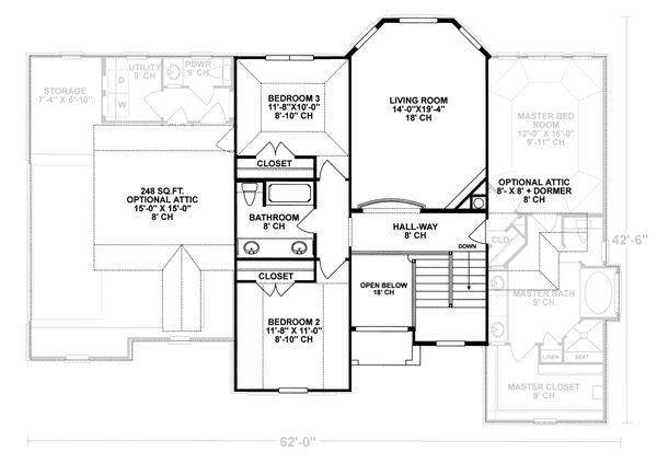 Home Plan - Mediterranean Floor Plan - Upper Floor Plan #20-256