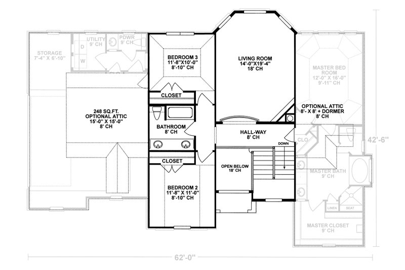 Home Plan - Floor Plan - Upper Floor for Mediterranean House Plan #20-256 - 3 bed, 3 bath