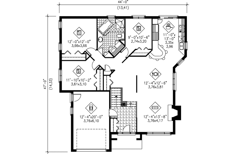 Dream House Plan - Floor Plan - Main Floor House Plan #25-1016 - 3 bed, 1 bath