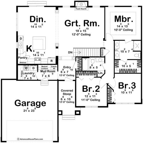 Architectural House Design - Traditional Floor Plan - Main Floor Plan #455-227