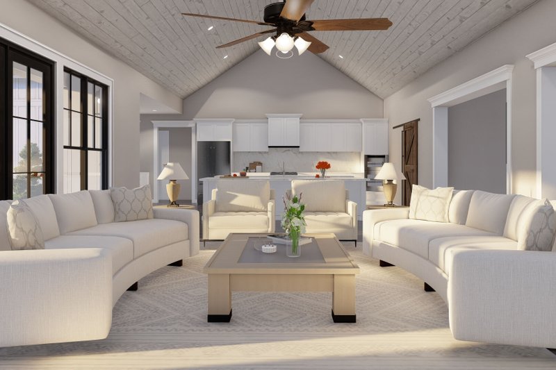 House Design - Interior - Family Room 1 for Farmhouse House Plan #923-395 - 3 bed, 2.5 bath
