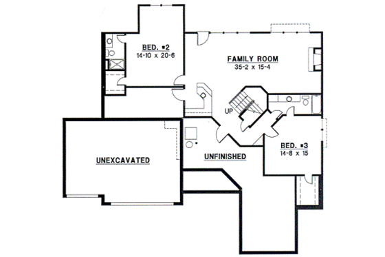 Floor Plan - Lower Floor for Traditional House Plan #67-384 - 4 bed, 4 bath