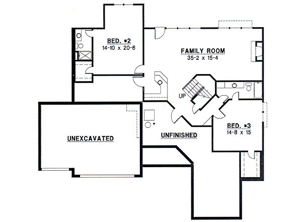 Traditional Floor Plan - Lower Floor Plan #67-384
