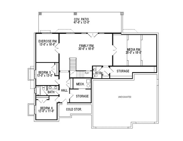 Dream House Plan - Traditional Floor Plan - Lower Floor Plan #920-78