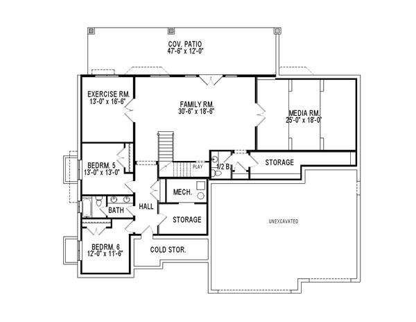House Design - Traditional Floor Plan - Lower Floor Plan #920-78