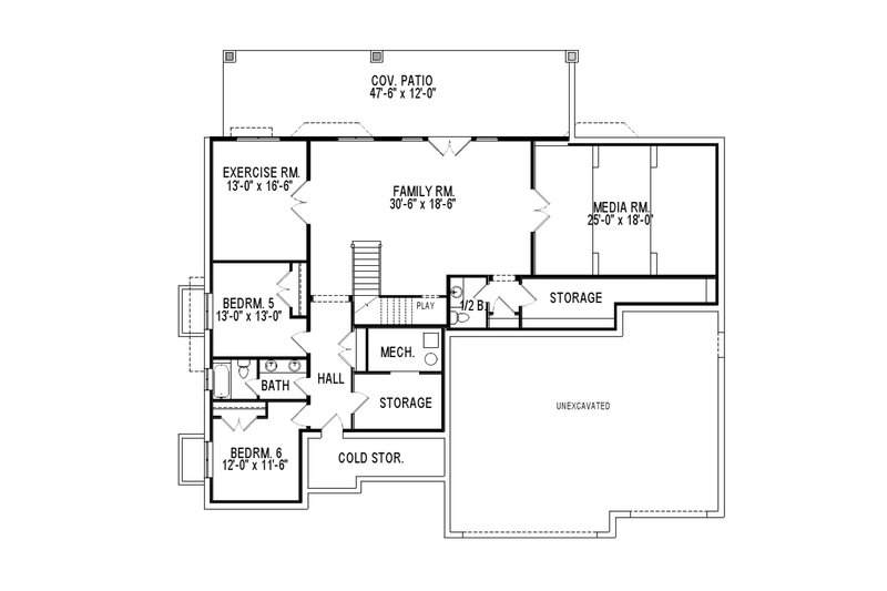 Dream House Plan - Floor Plan - Lower Floor for Traditional House Plan #920-78 - 6 bed, 5 bath