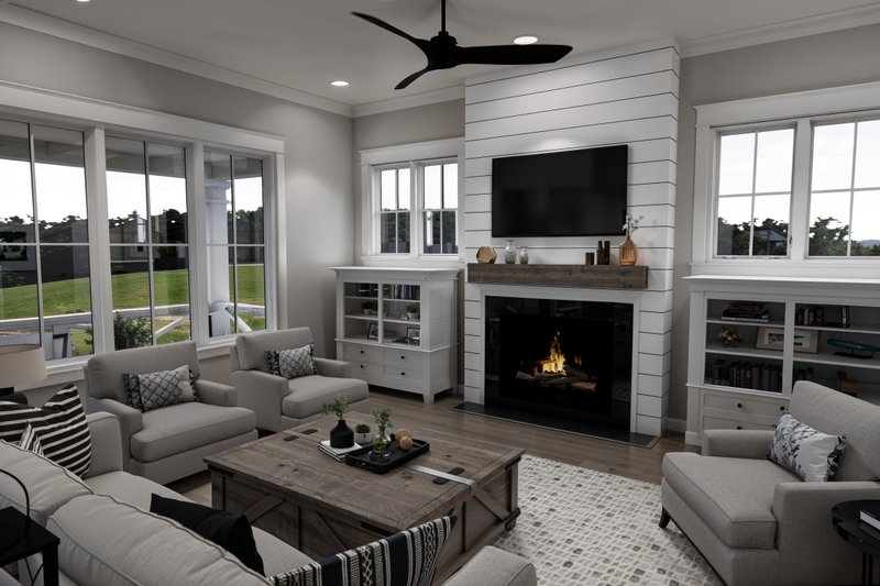 Architectural House Design - Interior - Family Room for Farmhouse House Plan #51-1261 - 3 bed, 3.5 bath
