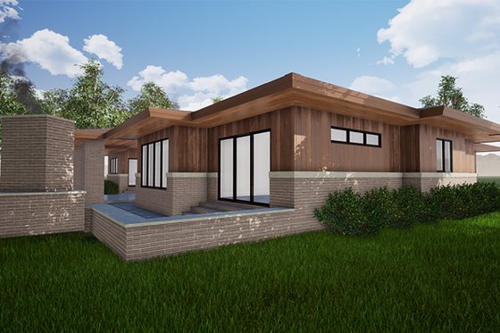 Exterior - Rear Elevation for Contemporary House Plan #923-152 - 3 bed, 2.5 bath