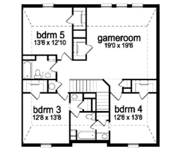 Architectural House Design - European Floor Plan - Upper Floor Plan #84-414