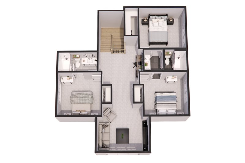 House Plan Design - Floor Plan - Upper Floor 1 for Farmhouse House Plan #51-1342 - 5 bed, 4 bath