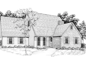 Exterior - Front Elevation 3 for Farmhouse House Plan #30-186 - 3 bed, 2.5 bath