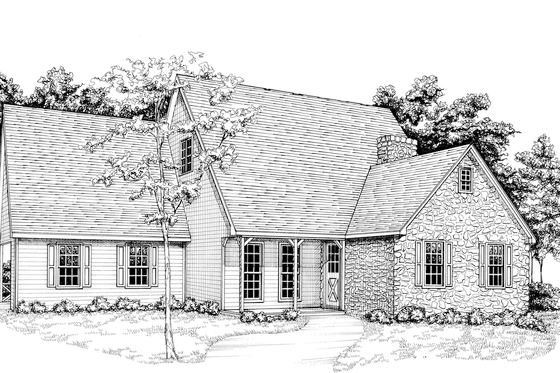 Exterior - Front Elevation 3 for Farmhouse House Plan #30-186 - 3 bed, 2.5 bath
