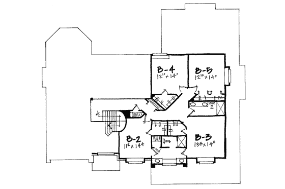 Floor Plan - Upper Floor for European House Plan #308-191 - 5 bed, 3.5 bath