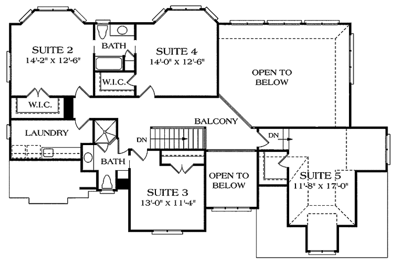 Dream House Plan - Floor Plan - Upper Floor for Craftsman House Plan #453-302 - 5 bed, 3.5 bath