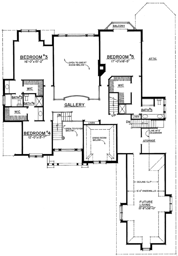 Dream House Plan - European Floor Plan - Upper Floor Plan #1016-97