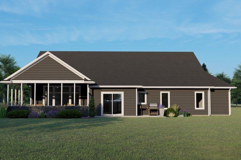 House Blueprint - Exterior - Rear Elevation 1 for Ranch House Plan #1064-179 - 3 bed, 2 bath