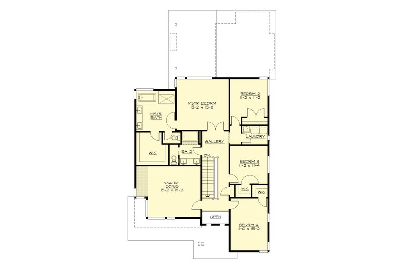 House Blueprint - Floor Plan - Upper Floor for Contemporary House Plan #132-227 - 4 bed, 3 bath