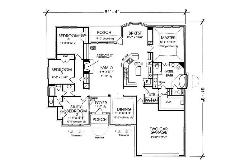 Architectural House Design - Floor Plan - Main Floor for Country House Plan #974-53 - 4 bed, 2 bath