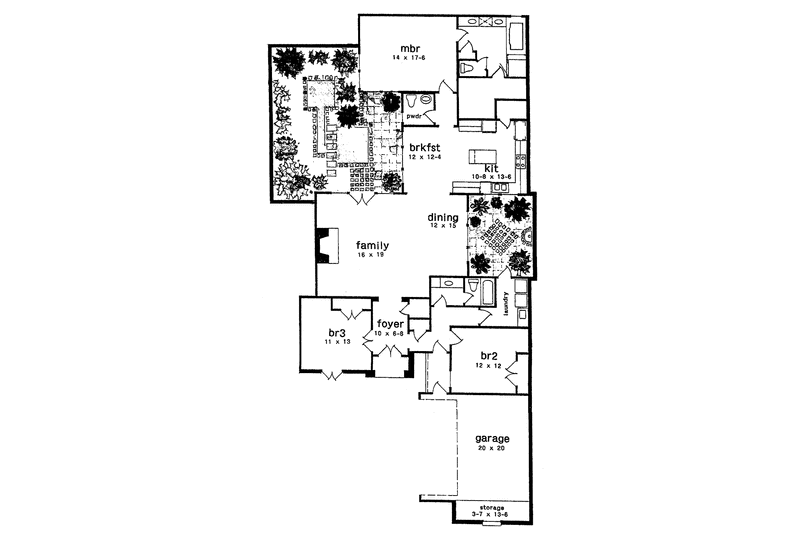 Home Plan - Floor Plan - Main Floor for Country House Plan #301-159 - 3 bed, 2.5 bath
