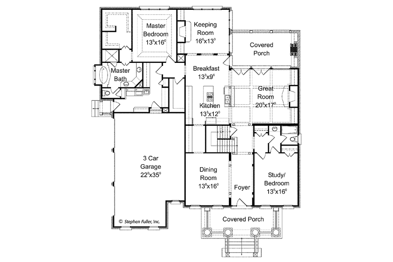 Home Plan - Floor Plan - Main Floor for Classical House Plan #429-250 - 5 bed, 4 bath