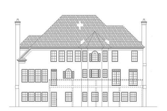 Exterior - Rear Elevation for European House Plan #119-326 - 4 bed, 3.5 bath
