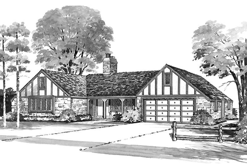 Architectural House Design - Tudor Exterior - Front Elevation Plan #72-600