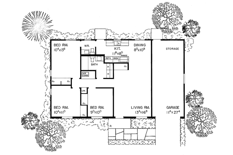 Home Plan - Floor Plan - Main Floor for Colonial House Plan #72-828 - 3 bed, 1.5 bath