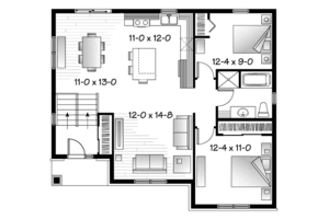 Floor Plan - Main Floor for Craftsman House Plan #23-2577 - 2 bed, 1 bath