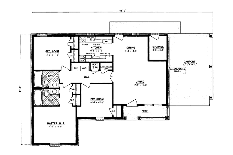 Home Plan - Floor Plan - Main Floor for Country House Plan #45-564 - 3 bed, 2 bath