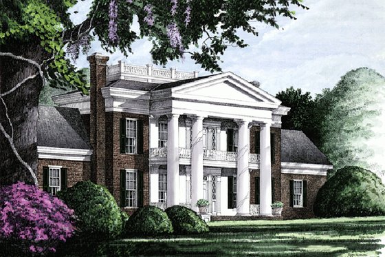 Exterior - Front Elevation 3 for Southern House Plan #137-120 - 4 bed, 4 bath